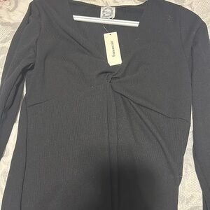 NWT Francesca’s Black Long-Sleeve Bodycon Midi Dress